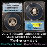 TOP POP ANACS 2012-s Hawaii Volcanoes America the Beautiful Quarter 25c Graded pr70 DCAM by ANACS