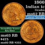 1866 Indian Cent 1c Grades Select Unc RB (fc)