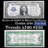 1928A $1 Blue Seal Silver Certificate Sigs Woods/Mellon Grades xf (fc)