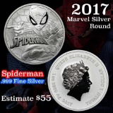 2017 Spiderman Marvel Silver Round .999 Fine 1 oz. Grades ms70, Perfection