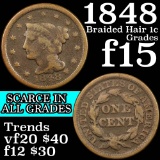 1848 Braided Hair Large Cent 1c Grades f+