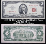 1963 $2 Red seal United States note Grades xf+