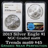 NGC 2013 Silver Eagle Dollar $1 Graded ms69 by NGC