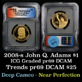 2008-s John Quincy Adams Proof Presidential Dollar $1 Graded pr69 DCAM by ICG