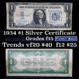 1934 Funny Back $1 Blue Seal Silver Certificate Grades f+