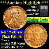 ***Auction Highlight*** 1921-p Lincoln Cent 1c Graded GEM Unc RB by USCG (fc)