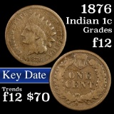 1876 Indian Cent 1c Grades f, fine