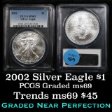 PCGS 2002 Silver Eagle Dollar $1 Graded ms69 by PCGS
