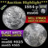 ***Auction Highlight*** 1884-p Morgan Dollar $1 Graded GEM+ Unc By USCG (fc)