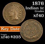 1876 Indian Cent 1c Grades xf