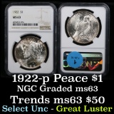 NGC 1922-p Peace Dollar $1 Graded ms63 by NGC