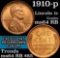 1910-p Lincoln Cent 1c Grades Choice Unc RB