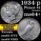 1934-p Peace Dollar $1 Grades Choice+ Unc