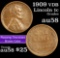 1909 vdb Lincoln Cent 1c Grades Choice AU/BU Slider