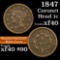 1847 Braided Hair Large Cent 1c Grades xf