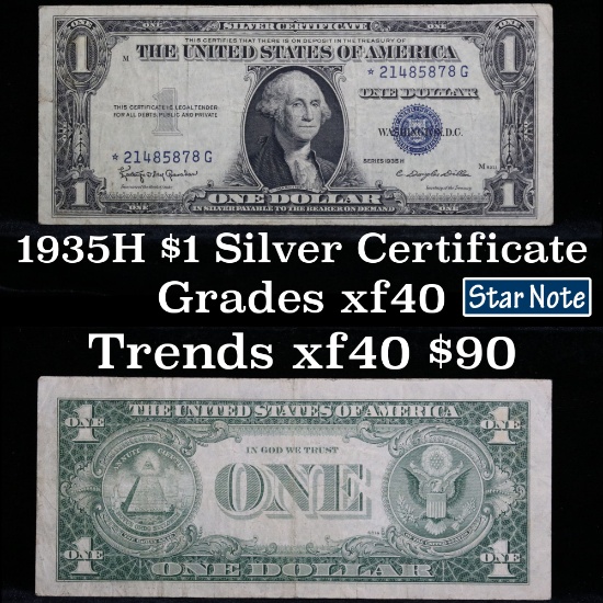 ***Star Note 1935H $1 Blue Seal Silver Certificate Grades xf