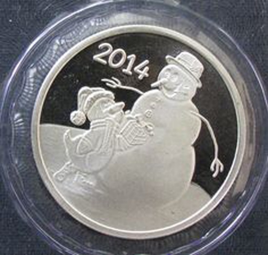 2014 holiday proof silver round engraveable reverse