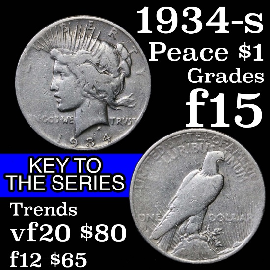 1934-s Peace Dollar $1 Grades f+
