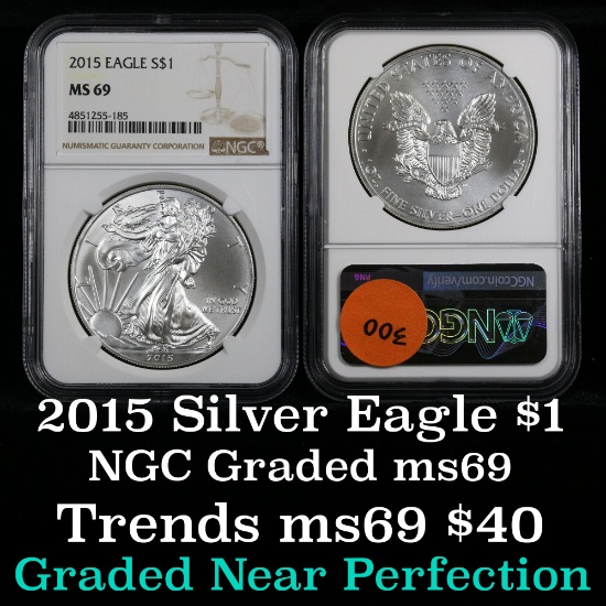 2015 Silver Eagle Dollar $1 Graded ms69 by NGC