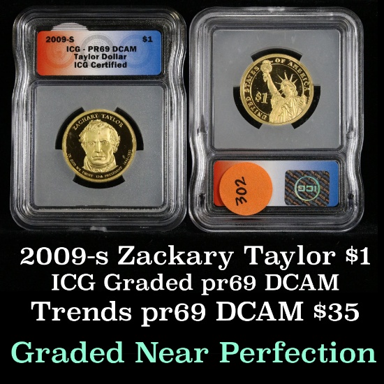 2009-s ZACHARY TAYLOR Proof Presidential $1 $1 Graded pr69 dcam By ICG