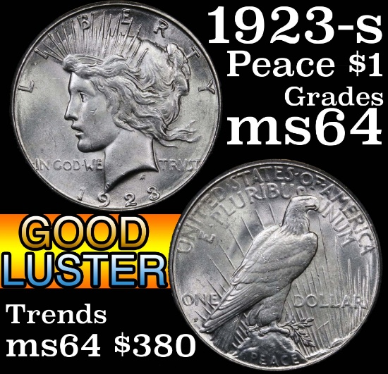 1923-s Peace Dollar $1 Grades Choice Unc