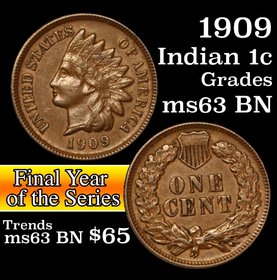 1909 Indian Cent 1c Grades Select Unc BN