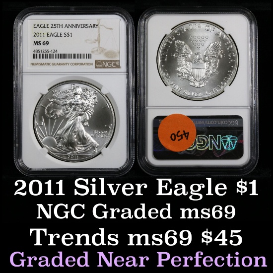2011 Silver Eagle Dollar $1 Graded ms69 by NGC