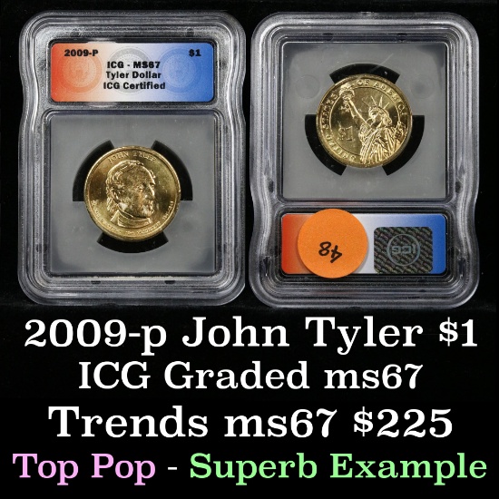 2009-p JOHN TYLER Presidential Dollar $1 Graded ms67 by ICG