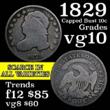 1829 Capped Bust Dime 10c Grades vg+