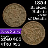 1854 Braided Hair Large Cent 1c Grades xf details