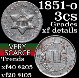 1851-o Three Cent Silver 3cs Grades xf details