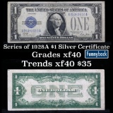 1928A $1 Blue Seal Silver Certificate Sigs Woods/Mellon Grades xf (fc)