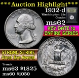 ***Auction Highlight*** 1932-d Washington Quarter 25c Graded Select Unc by USCG (fc)