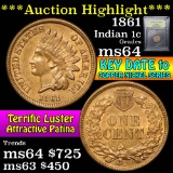 ***Auction Highlight*** 1861 Indian Cent 1c Graded Choice Unc by USCG (fc)