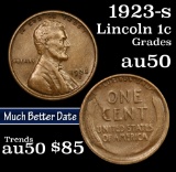 1923-s Lincoln Cent 1c Grades AU, Almost Unc