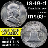 1948-d Franklin Half Dollar 50c Grades Select+ Unc