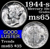 1944-s Mercury Dime 10c Grades GEM Unc