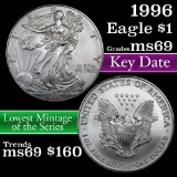 1996 Silver Eagle Dollar $1 Grades ms69