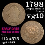 1798 Draped Bust Large Cent 1c Grades vg+