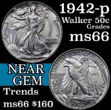 1942-p Walking Liberty Half Dollar 50c Grades GEM+ Unc