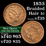 1853 Braided Hair Large Cent 1c Grades vf++