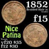 1853 Braided Hair Large Cent 1c Grades f+