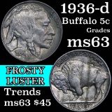 1936-d Buffalo Nickel 5c Grades Select Unc