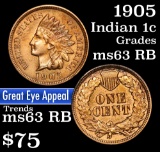 1905 Indian Cent 1c Grades Select Unc RB