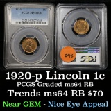 1920-p Lincoln Cent 1c Graded ms64 rb by PCGS