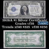 1928A $1 Blue Seal Silver Certificate Sigs Woods/Mellon Grades vf++ (fc)