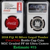 2018 Fiji S Coca Cola Bottle Cap $1 Graded pr69 dcam by NGC