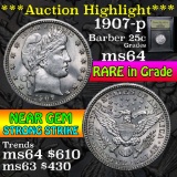 ***Auction Highlight*** 1907-p Barber Quarter 25c Graded Choice Unc by USCG (fc)