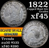 1822 Capped Bust Half Dollar 50c Grades xf+