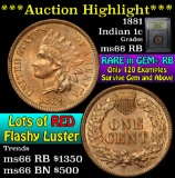 ***Auction Highlight*** 1881 Indian Cent 1c Graded GEM+ Unc RB by USCG (fc)